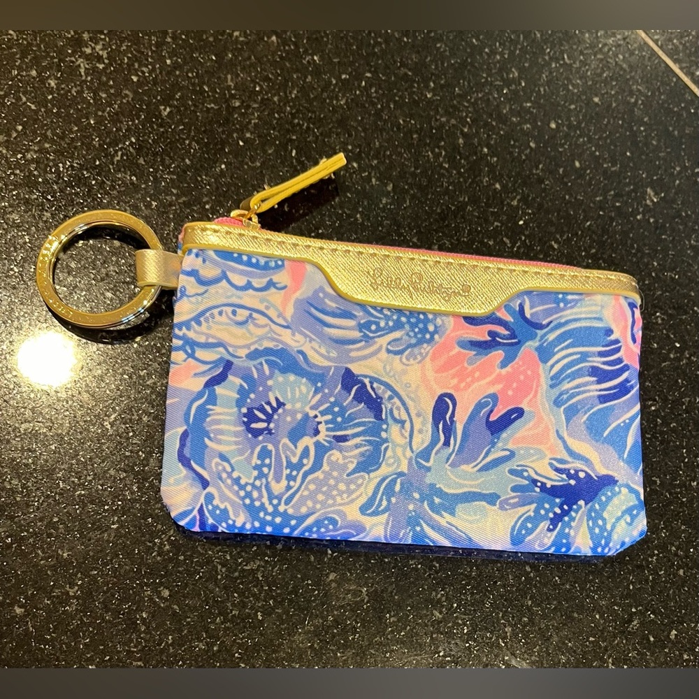 Lily Pulitzer ID Case-change -Card Wallet-with Key Ring/Shade Seeker Pattern